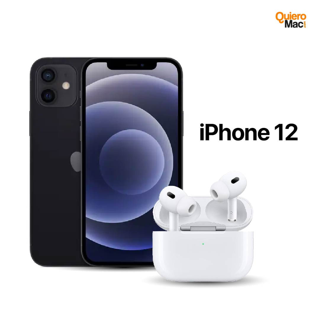 Celular Reacondicionado iPhone 12 64Gb Negro + AirPods Pro 2 Genericos