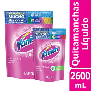 Quitamanchas Vanish Líquido Rosa 1.8 lt + 800 ml