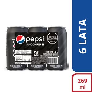 Gaseosa Pepsi Cero lata x6und x269ml c-u