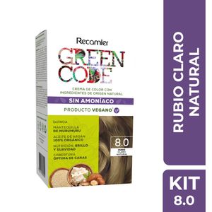 Tinte Recamier 8.0 Rubio Claro Natural Green Code Kit x50g