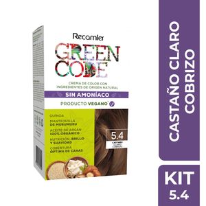 Tinte Recamier 5.4 Castaño Claro Cobrizo Green Code Kit x50g