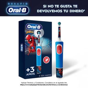 Cepillo de Dientes Eléctrico Infantil Oral-B Marvel Spider-Man Cabezal Redondo 4 Stickers