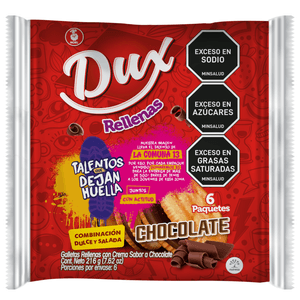 Galletas Dux rellenas chocolate x6 paq x36g c-u