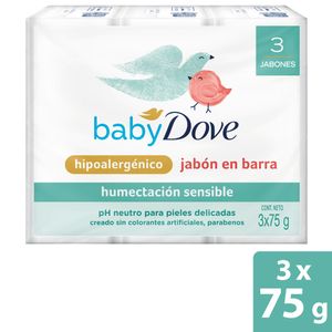 Jabón en Barra Baby Dove Humectación Sensible 3 Unidades de 75gr