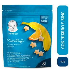 Galletas Gerber nutripuffs naranja banano+8 meses x42g