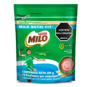 Alimento Milo en polvo bajo en azúcar bolsa x200g