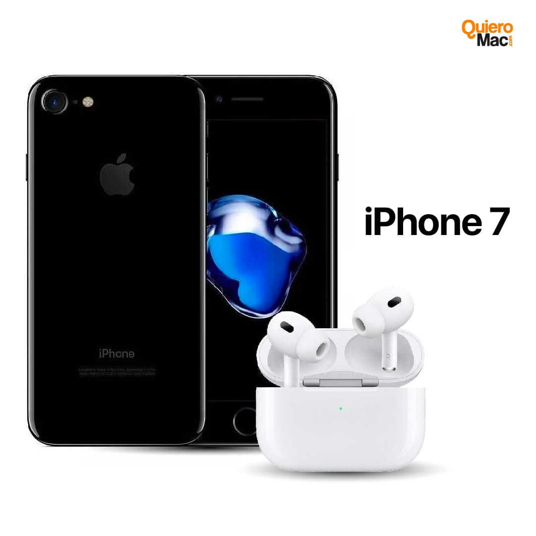 Celular Reacondicionado iPhone 7 128Gb Negro Brillante + AirPods Pro 2 Genericos