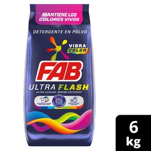 Detergente Fab ultra flash polvo vibra color x6kg