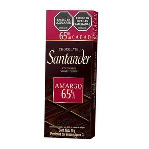 Chocolate 65% Cacao Oscuro Santander x 70 G.