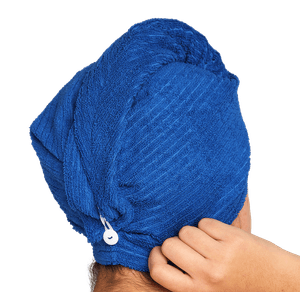 Toalla Turbante Cabello Microfibra Azul