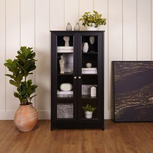 Mueble Vitrina 80cm en MDP 2 puertas Negro