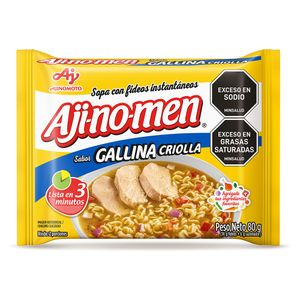 Sopa instantánea Ajinomen con fideos y gallina criolla x80g