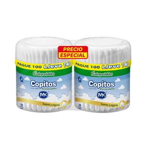 Pack Copitos Mk Biodegradables x140 Unidades Cada Uno