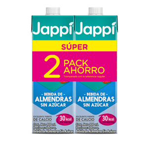 Bebida de almendras Jappi sin azúcar x2und x900ml c-u