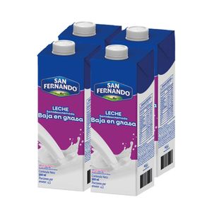 Leche semidescremada San Fernando baja en grasa x4und x900ml c-u