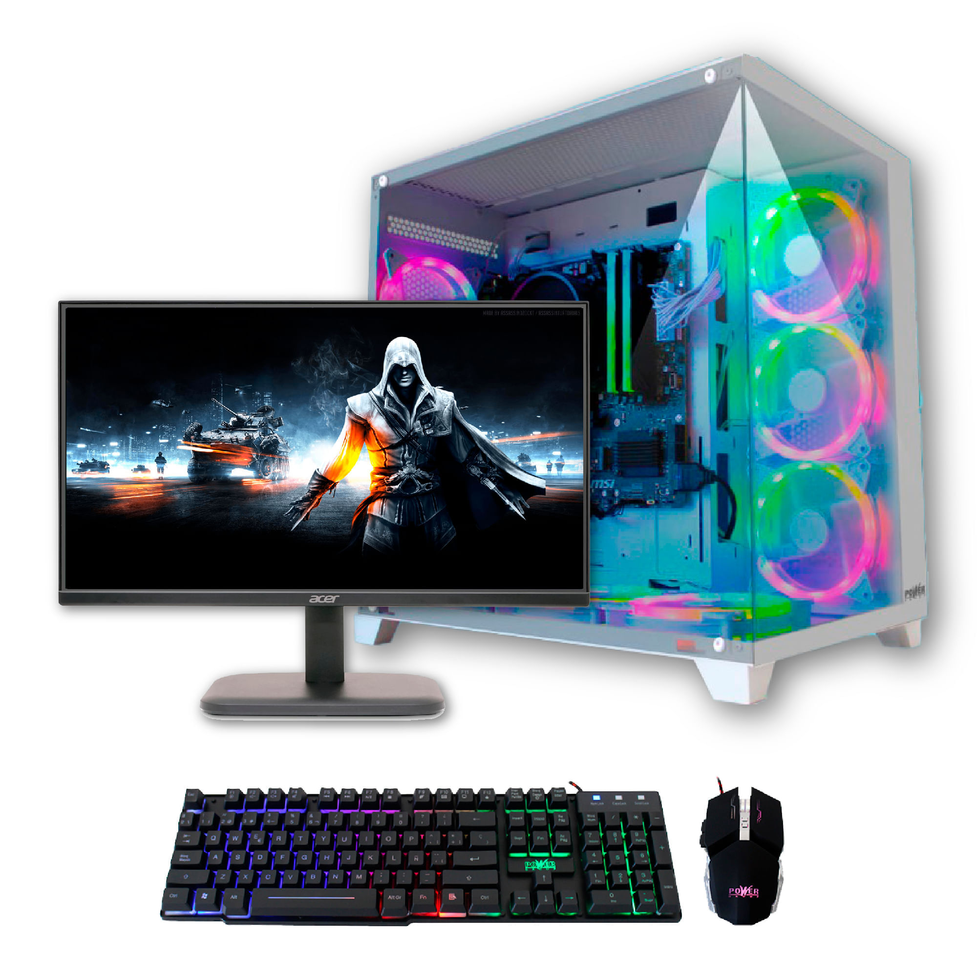 Computador PowerGroup Monitor 22 Pulgadas Procesador AMD RYZEN 5 5600X 3.7GHZ 16GB SSD 512GB MSI GEFORCE RTX 3050 6GB Windows Preinstalado