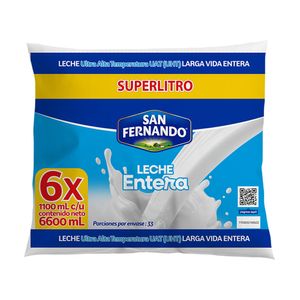 Leche entera San Fernando x6und x1100ml c-u