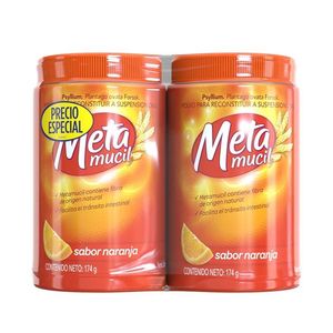 Fibra Natural Metamucil Sabor Naranja x2 Tarros x174g c-u