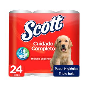 Papel Higiénico Scott Cuidado Completo Triple Hoja 24 Rollos