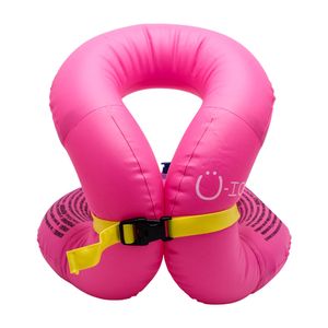 Chaleco Flotador Inflable con Correa de Seguridad para Niños Fucsia