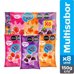 Alimento lácteo Yogo Yogo surtido bolsa x8und x150g c-u