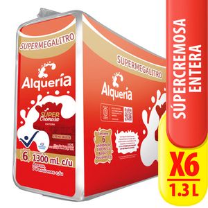 Leche Entera Alquería Súper Cremosa x6 Und x1300 ml