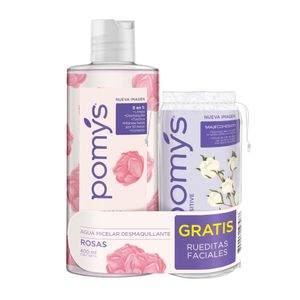 Agua Micelar desmaquilladora Pomys de rosas x400ml + Rueditas faciales