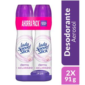 Desodorante Mujer Lady Speed Stick Spray Derma + Aclarado 91g x2 Und