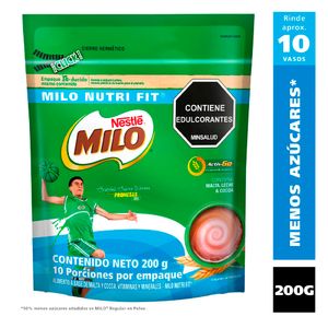 Alimento Milo en polvo bajo en azúcar bolsa x200g