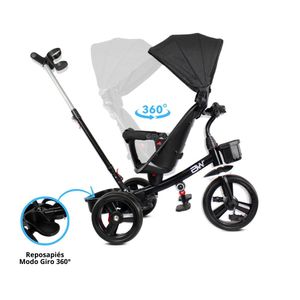 Triciclo Paseador para Niños con Guiador Sun 360 Grados Negro Prinsel