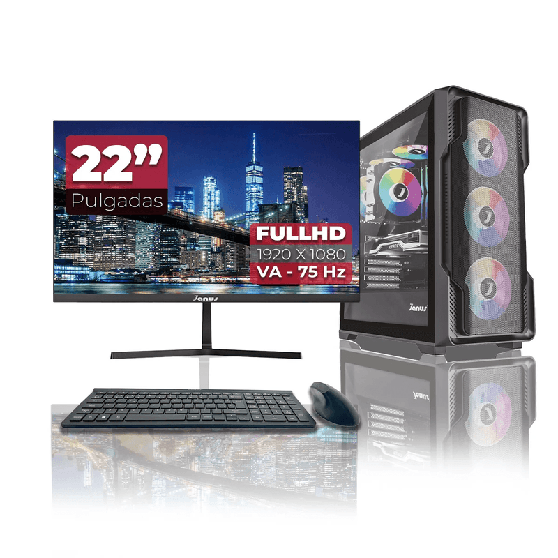 Computador Gamer Janus Ryzen 5 4600G SSD 512 GB M2 RAM 16GB MONITOR JANUS 22"" 75HZ Windows Preinstalado