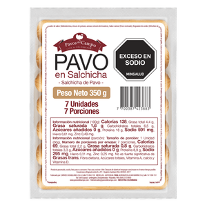 Salchicha de pavo Pavos Del Campo x 7und x 350g