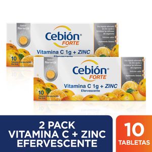 Tabletas Efervescentes de Vitamina C + Zinc Cebión Forte x20und