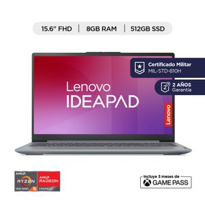 Computador Portátil Lenovo Ideapad Slim3  AMD  Ryzen 5-7520U RAM 8GB 512 SSD 15,6" Gris