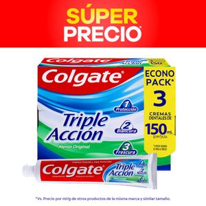 Crema Dental Colgate Triple Accion 150ml x3 Unidades