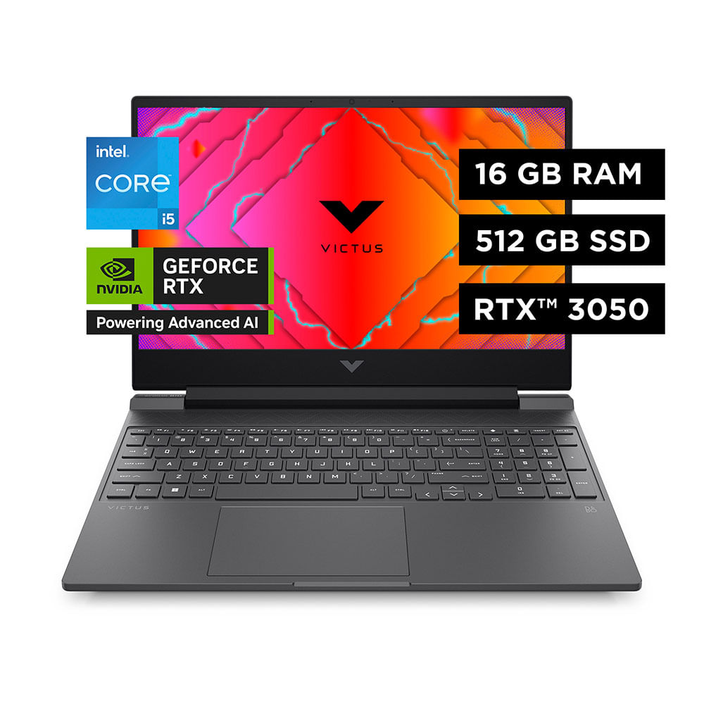 Computador Portátil Gaming HP Victus 15 fa2700la Intel-Core i5H 16GB RAM 512GB SSD NVIDIA GeForce-RTX™ 3050 6GB-Gris 15,6""