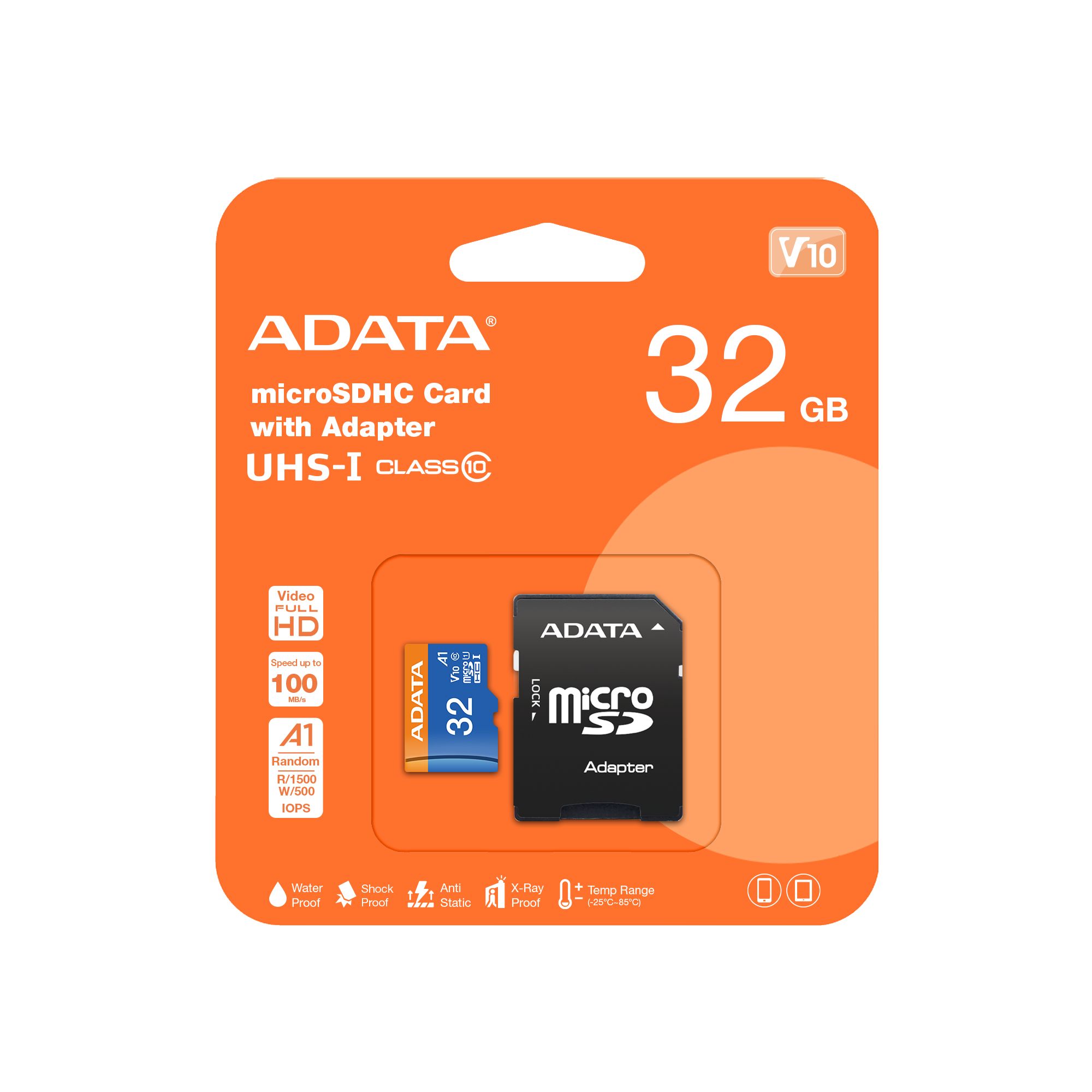 Memoria Micro SD Adata AUSDH32GUICL10A1 32GB A1 Con Adaptador SD