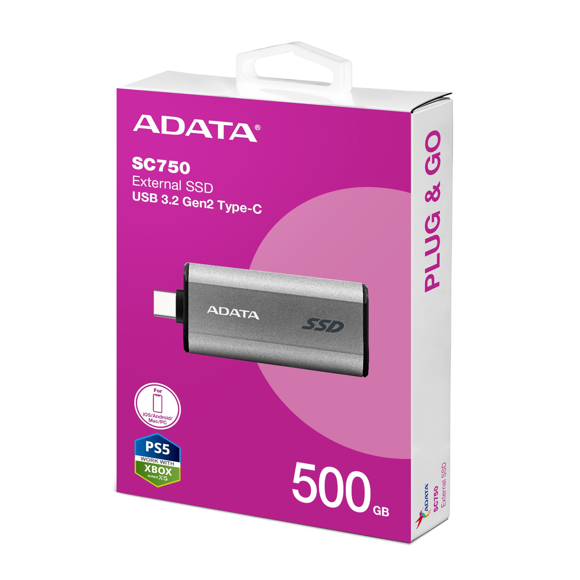 Disco Estado Solido Adata SC750 500GB Tipo C