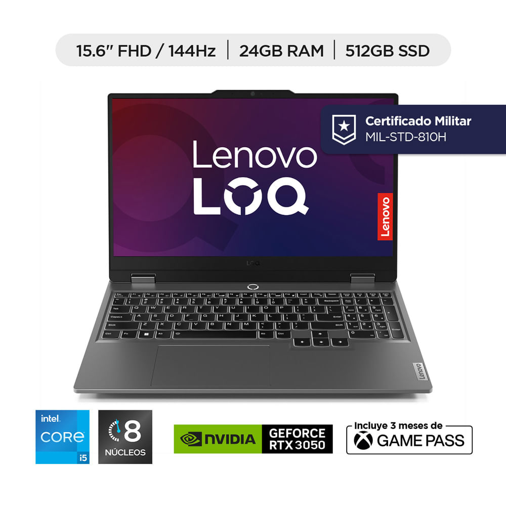 Computador Portátil Lenovo Gaming - Intel Core I5 - RAM 24GB - 512GB SSD - RTX 3050 - 15,6""
